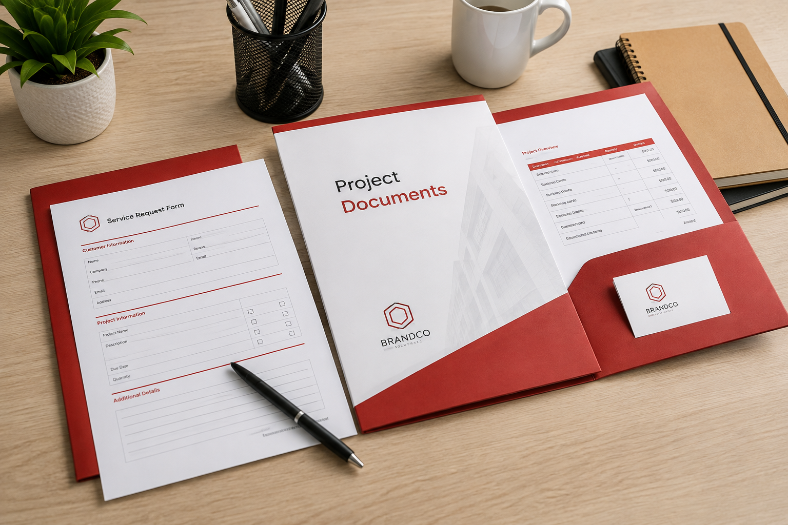 Custom forms and presentation folder printing